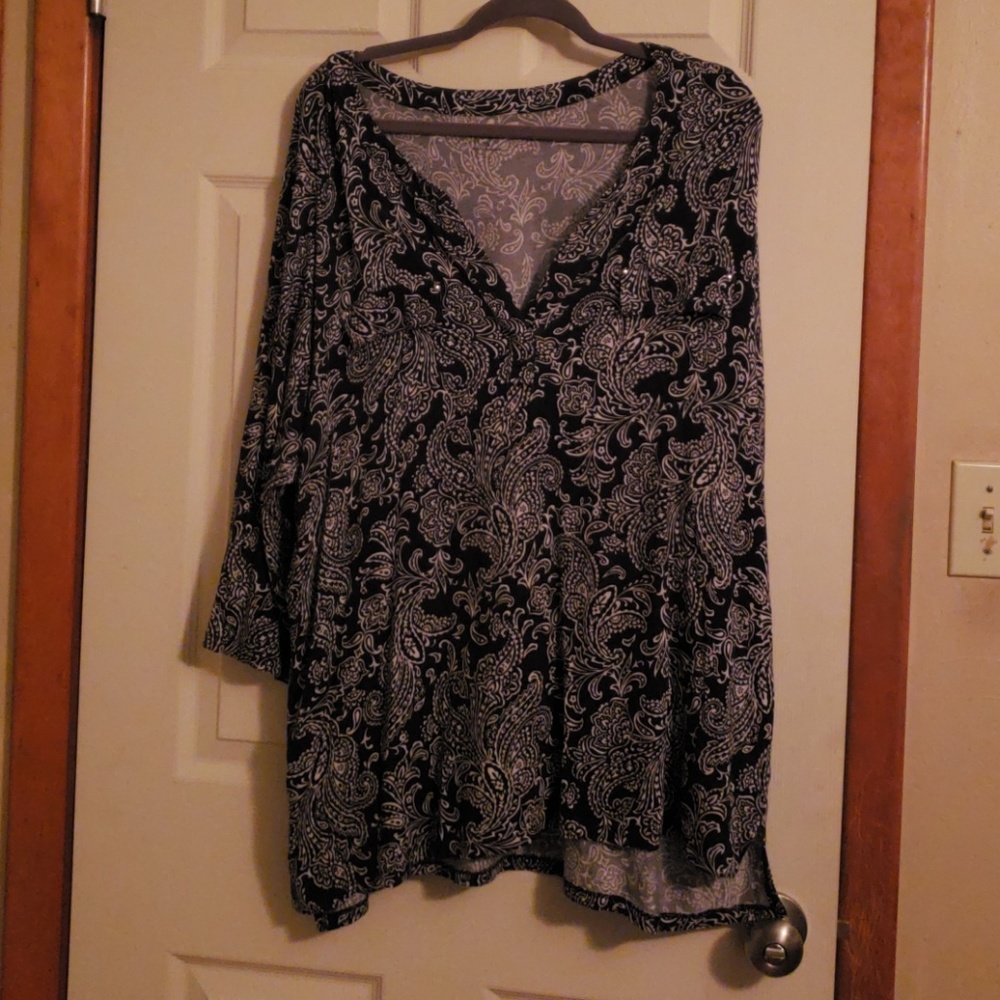 Black and white paisley blouse